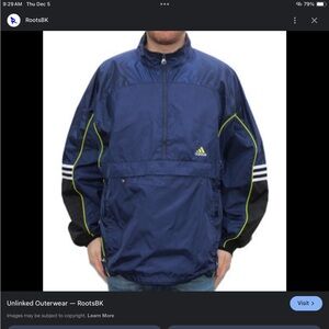 Vintage 90s Y2K Adidas Blue Lime Nylon Anorak Windbreaker Jacket Size m